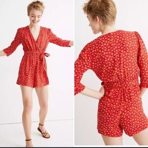 Madewell Red Floral Jumpsuit